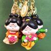 Flower Chinese Style Keychain Resin Car Key Ring Portable Tang Dynasty Doll Pendant  Key Decor