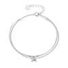 925 Sterling Silver Link Chain Double Layer Circle Charm Bracelet For Women Simply Exquisite Party Wedding Accessories Jewelry