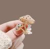Vintage Chinese Pearl Mushroom Floral Brooch