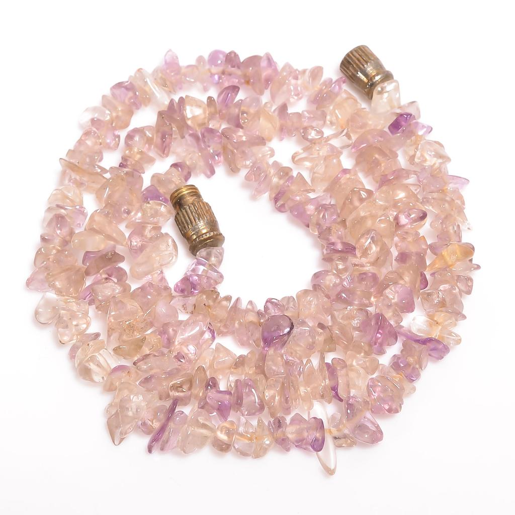 Natural Amethyst Rose Quartz Gemstone Smooth Beads Necklace 5-10 Mm 18" UB-8418 UB-8418