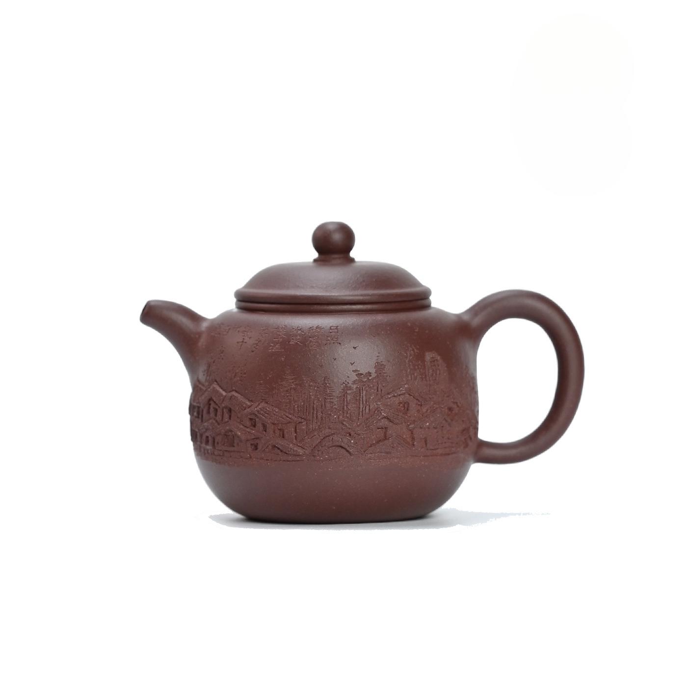 

200ml Yixing Purple Clay Teapots Handmade Engraved Pot Raw Ore Dicaoqing Mud Tea Infuser Kettle Zisha Tea Set Tea Ceremony Gift