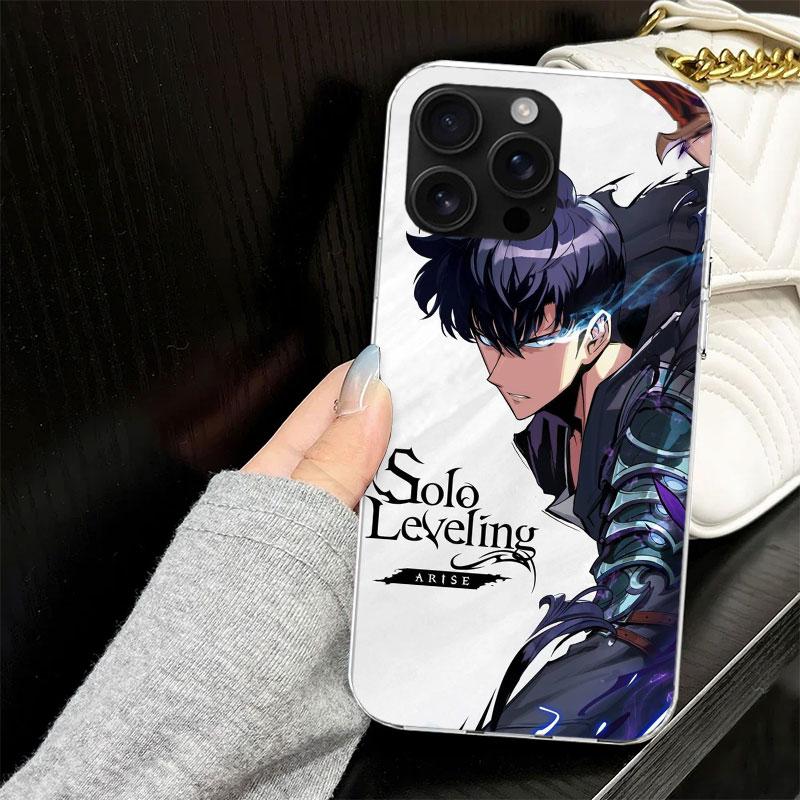 Anime S-Solos L-Levelings Case for iPhone 17 Air 16 16E 15 14 11 Pro Max Soft Phone Cover 12 13 Mini 7 SE 2020 8 Silicone Black