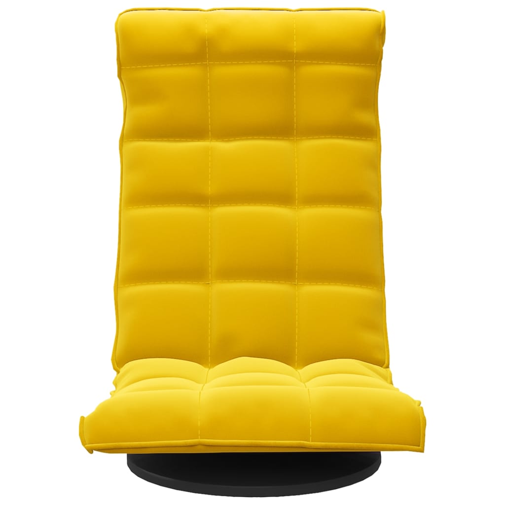 Floor Chair Swivel Yellow Velvet