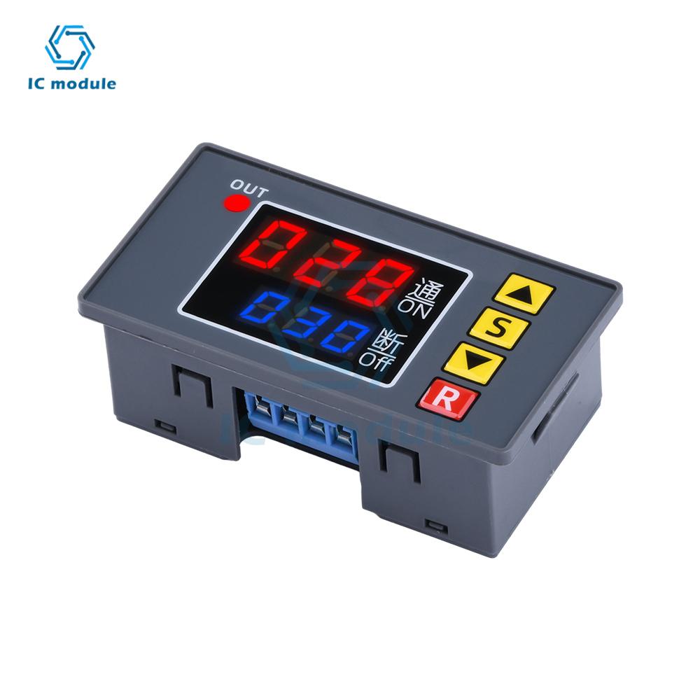 T3231 DC 12V 24V AC110-220V Digital Time Delay Relay Module Cycle Delay Timer Red Blue Dual LED Display Timing Relay Switch
