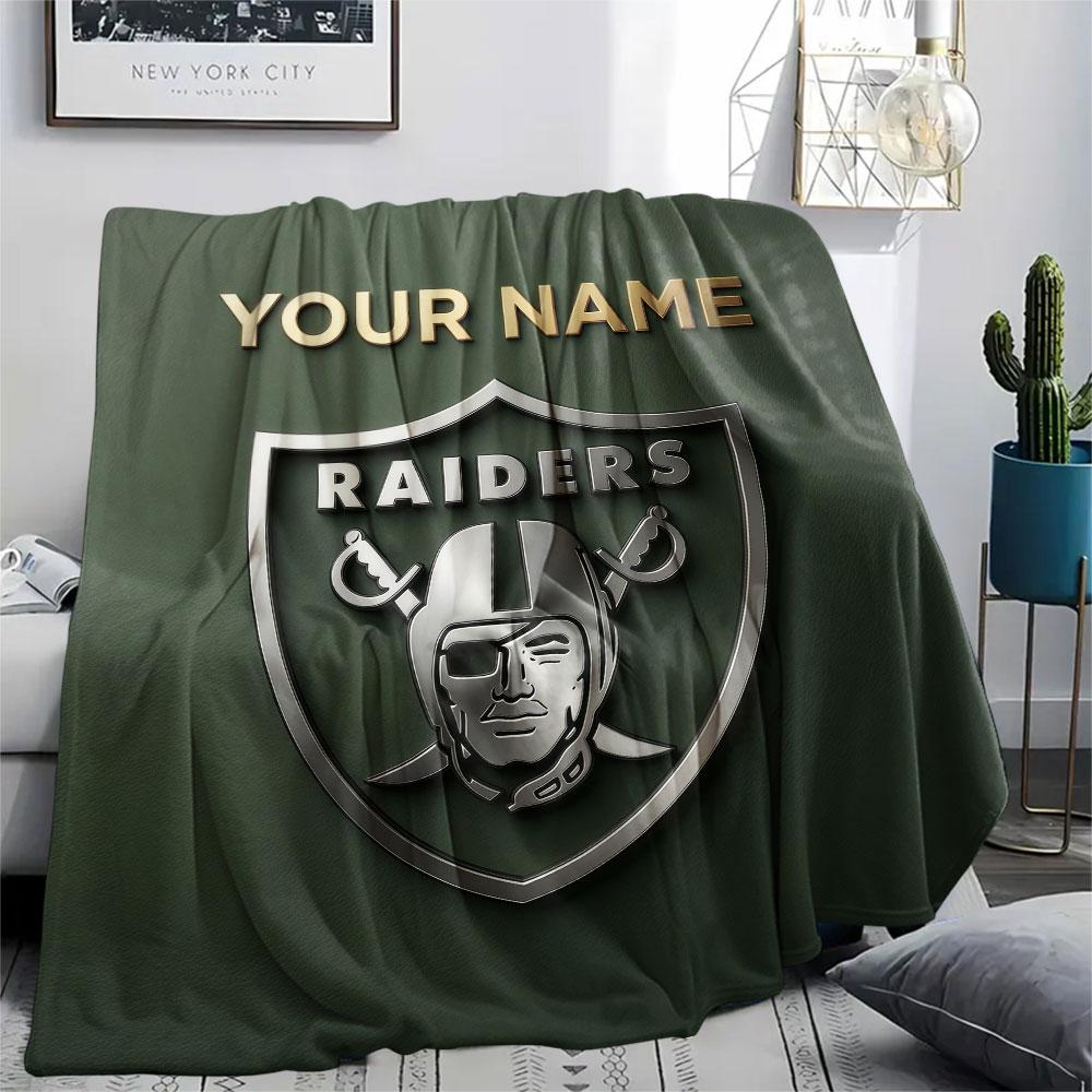 Custom Name,Las Vegas Raiders Printed Flannel Blanket, Soft Throw for Bedroom Sofa, Washable, Christmas Present, Great Gift.