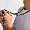 Mprainbow Mens Cross Rosary Necklaces, Hematite Pendant with 70cm Black Beaded  Long Chain, Religious Faith Prayer Jewelry