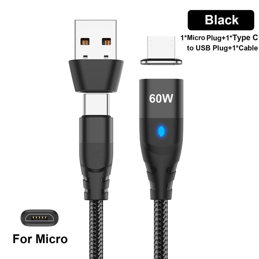60W Magnetic Cable Fast Charging USB C To TypeC Micro Magnetic Data Cord For Samsung Magnet Charger Wire USB A Adapter