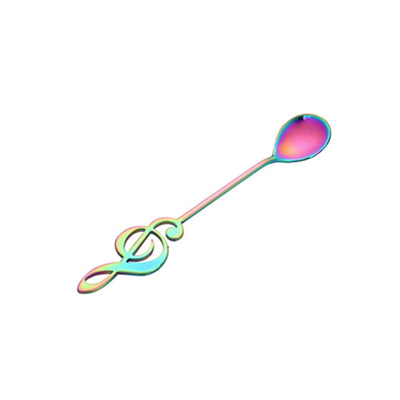 Stainless Steel Spoon Coffee Spoon Shape Music Theme Tea Mixing Spoon Small Ice Cream Dessert Spoon