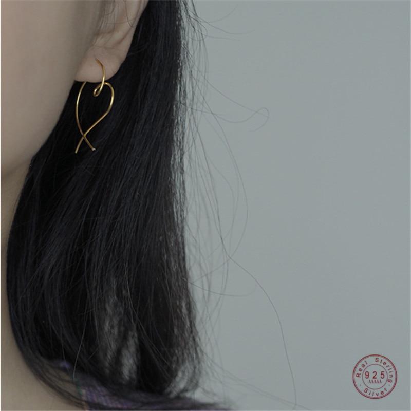 

Серьги из стерлингового серебра 925 пробы с витыми геометрическими волнистыми серьгами в форме сердца для женщин в стиле панк, хип-хоп, ювелирные изделия серебряный