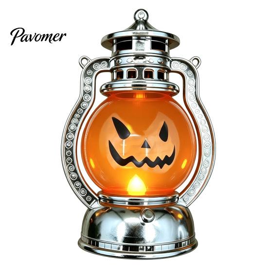 Durable Plastic Lamp Halloween Pumpkin Lantern, Flickering LED Lamp, Vintage Handheld Spooky Night Decor Oil for Tabletop Indoor Outdoor Party