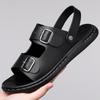Fashion Solid Color Summer New Leather Sandals for Men Fashion Buckle Designer Light Dual-use Casual Slippers Shoes Man