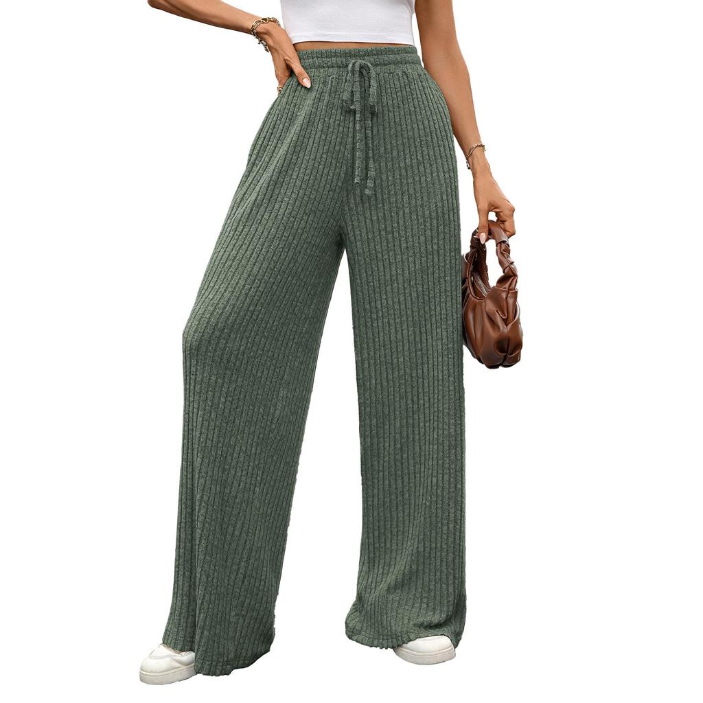 Women's High Waist Knit Wide Leg Pants with Drawstring (5 Colors)