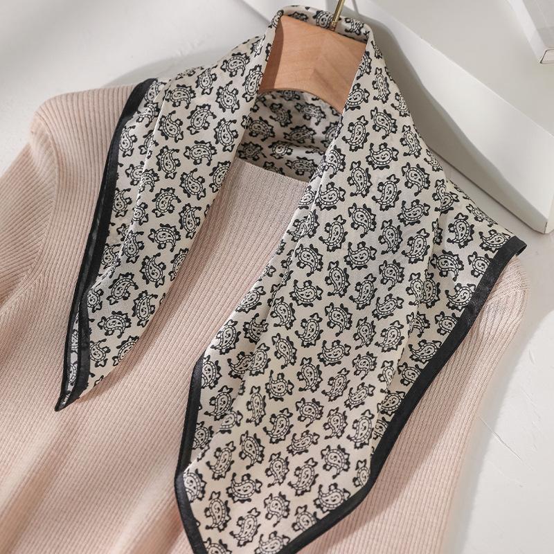 100% mulberry silk small square scarf silk scarf women's spring and autumn with shirt neck protection scarf 53cm decorative thin scarf