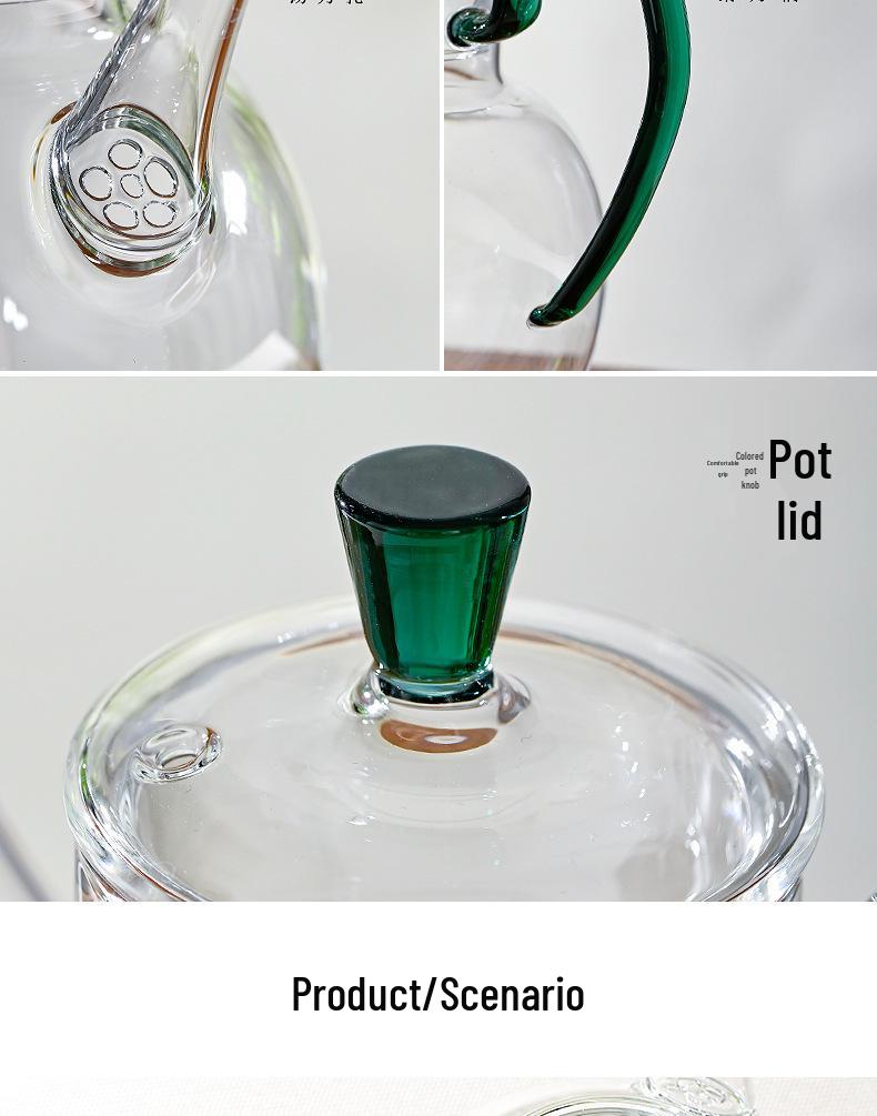 Glass Teapot with Heat-Resistant Handle, Tea Separation Set, Small Hand-Held Brewing Pot