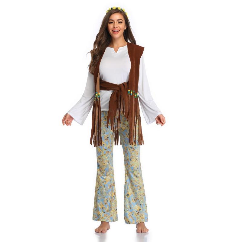 Halloween Costumes Adult Couple Costumes, Indian Tribal Princess Costumes, Stylish Hip Hop Tassel Costumes M