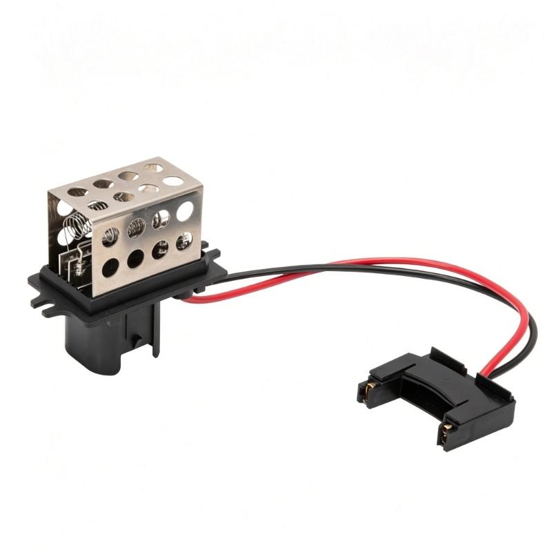 HVAC Blower Motor Resistor Replaces 7701034875 and 27100-00QAC, Metal and ABS Component for Blower Fan Speed Regulation in the Vehicle HVAC System