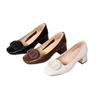 Women's Shoes Shallow Mouth Simple Square Head Cover Feet High Heels Thick Heel Middle Heel Round Buckle Women's Single Shoes Women's Work Shoes