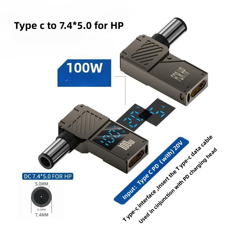 PD100W Type-C to DC Plug Converter USB C to Laptop Charging Adapter Power Charger Connector Tip for Lenovo Asus HP Dell Samsung