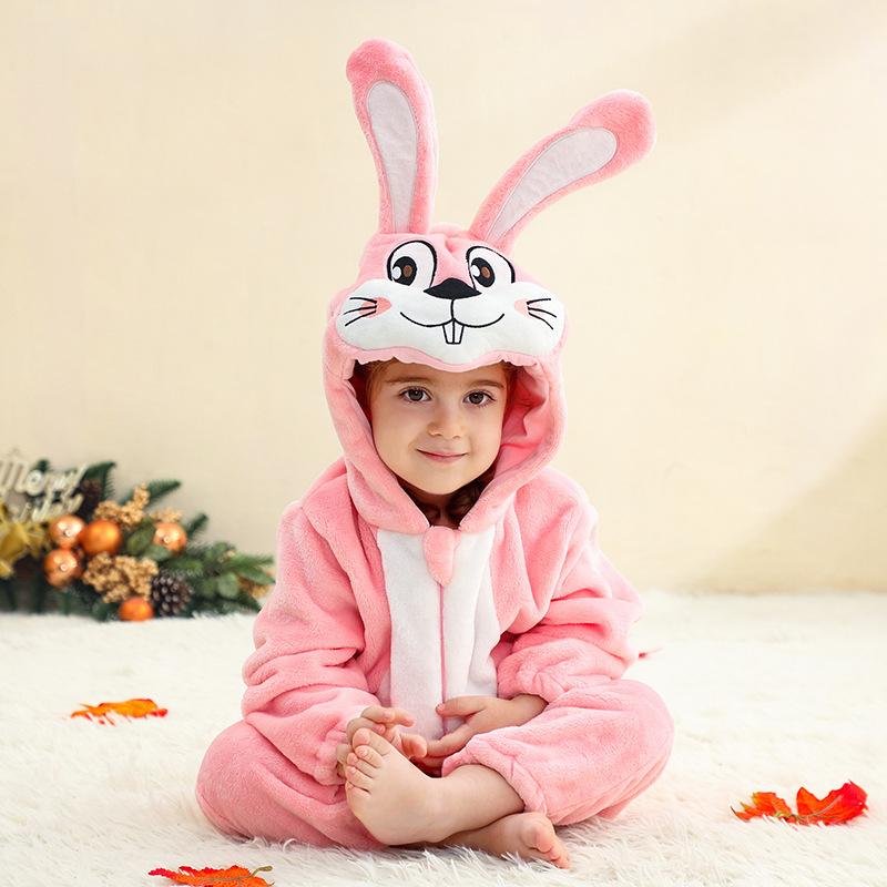 Children's Animal Onesie Pajamas Flannel Sleepwear Winter Warm Homewear Jumpsuit One-Piece Hooded Fleece Rompers Long Sleeve Outfits for Girls Boys