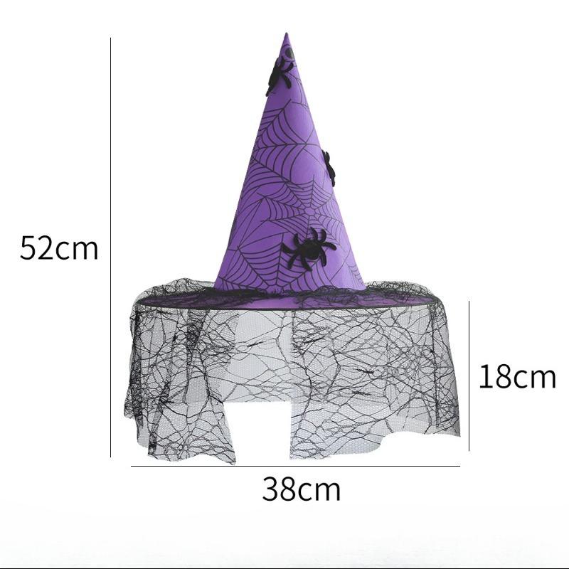 Halloween Witch Hat Makeup Costume Props Cosplay Dance Witch Hat Mesh Sticky Spider Wizard Hat Halloween Decorations for Home
