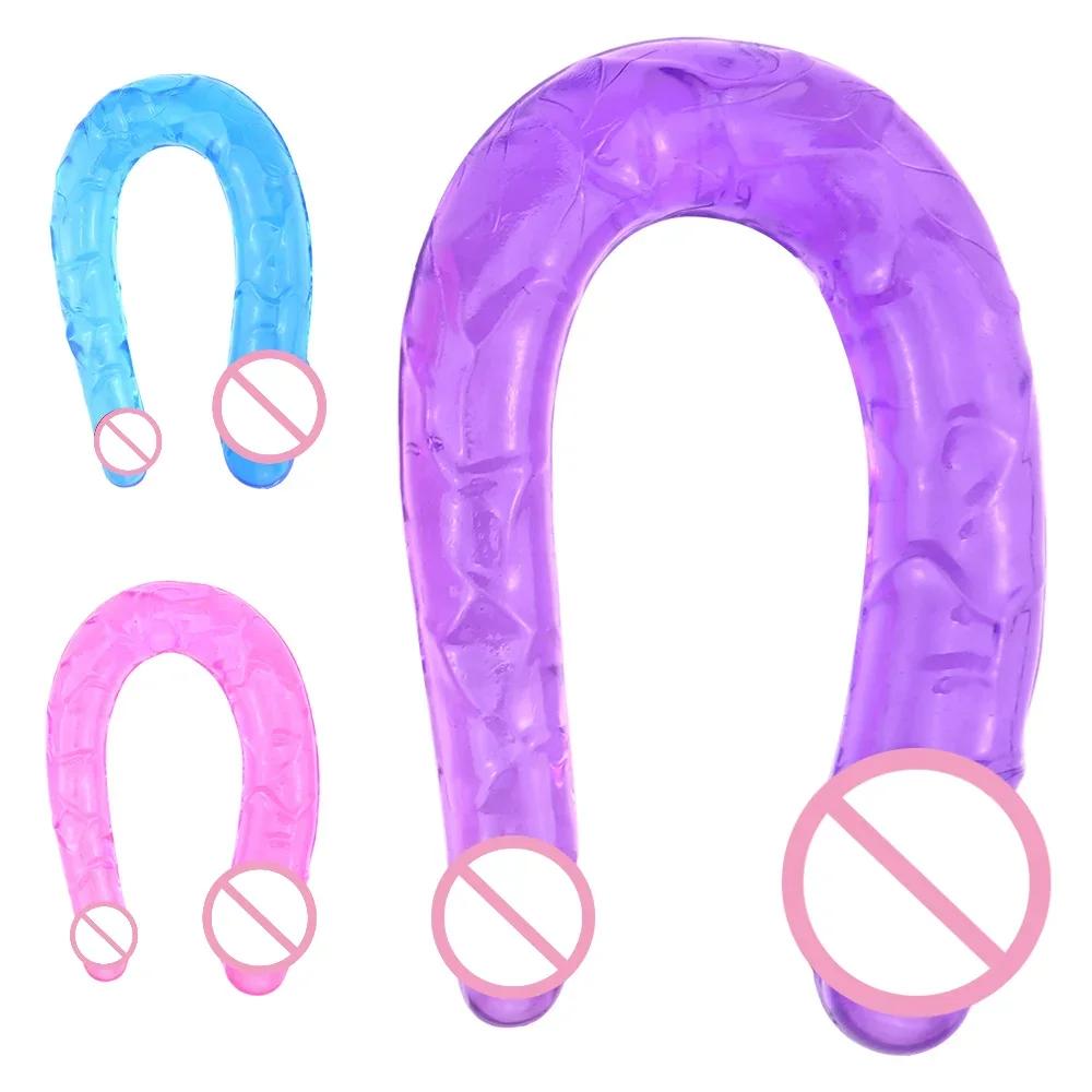 Double Head Realistic Dildo Long Anal Play for Women Men Couple Ended Dildo Flexible Big Penis Adult Sex Toy for Lesbian