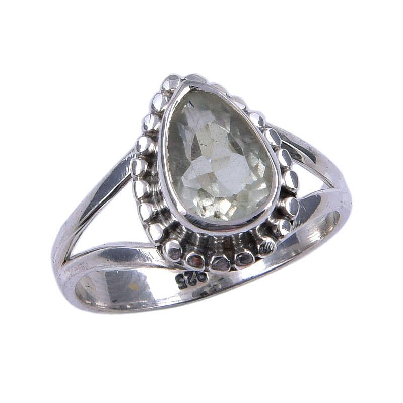 Natural Green Amethyst Gemstone 925 Solid Sterling Silver Gift Ring S.6.5 Q5q33