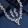 3PC Women's Fashion Zircon Series copper Leaf Necklace Earrings Zircon Set Wedding Party Festival Gift-8570