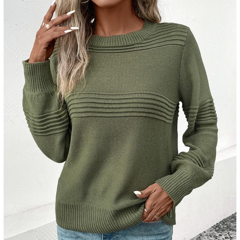 Autumn Long Sleeve Casual Pullover Women's Sweater Solid Round Neck Soft Warm Knitted Sweaters Women Winter Clothing Elegant Knitwears Tops 24705
