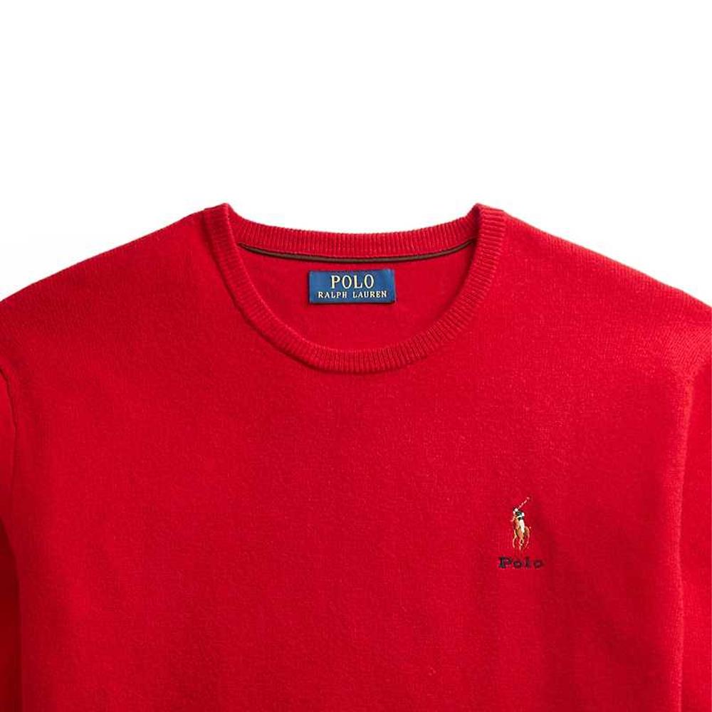 Polo Ralph Lauren Solid Color Wool Crew Neck Knit Sweater Men sweater Red MNPOSWE16820875-600