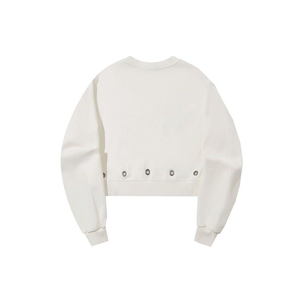 Li Ning X Pleasures Collaboration Printed Letter Crewneck Sweatshirt Women Sweatshirt Off-White AWDTC06-1