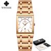 Fashion Stainless Steel Watches Men WWOOR Square Waterproof Quartz Watch Men Top Brand Luxury Gold Black Wristwatch For Man
