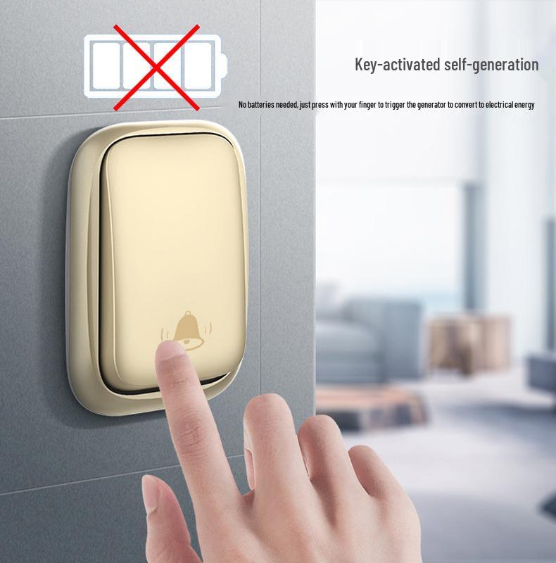 Self-Powered Wireless Doorbell, Long-Range Remote, Waterproof Call Bell for Home & Elderly
