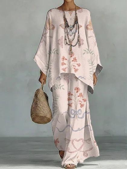 1116 New Bohemian large size casual suit loose version holiday style two-piece set