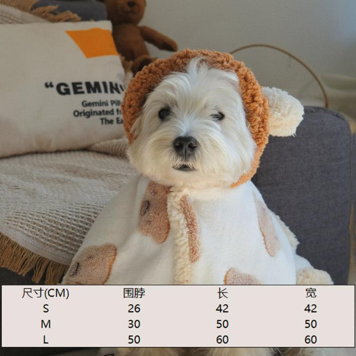 

Dog Blanket Pet Sleeping Quilt Bear Nightgown Going Out Autumn and Winter Warmth Small Dog Cape Clothes Sweater Pet Products S 1.5-3kg pets
