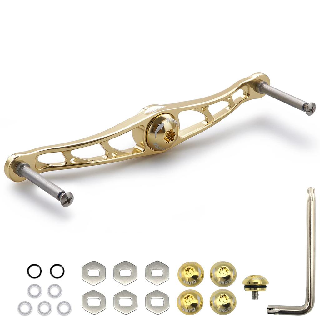 HEIGHTEN Bait Reel Handle 4 Colors 70 Aviation Aluminum Shimano Daiwa Abu or Lucia For Bait Reel 88/115/130mm (No Knob) (Gold, 130mm) (48)