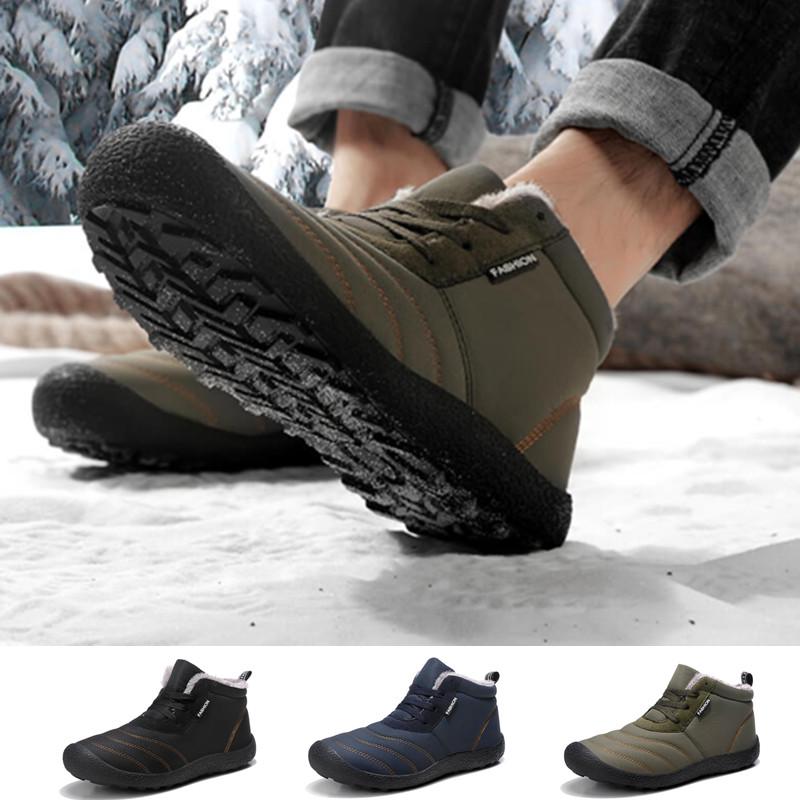 Men's Winter Shoes Fashion Solid Color Snow Boots Plush Warm Ski Boots