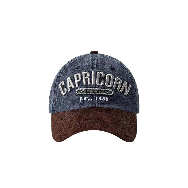Trendy Hip Hop Baseball Cap CAPRICORN Slogan Embroidery Washed Distressed Sports Hat Color Block Breathable Dad Hats for Women