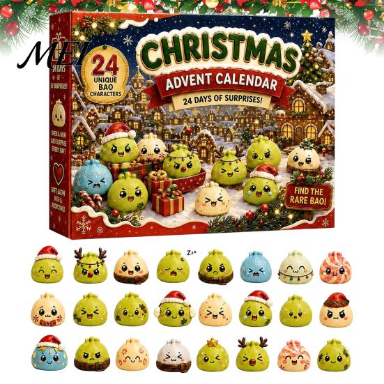 Collectible Mini Plushies Christmas Squeezy Toy Advent Calendar 2026, 24 Days Dumpling Toys Countdown Cute Animal Soft Calendar, Decor Jumbo