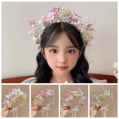 Bohemia Style Butterfly Fairy Hair Hoop Simulation Flower Wreath Headband Flower Headdress  Wedding