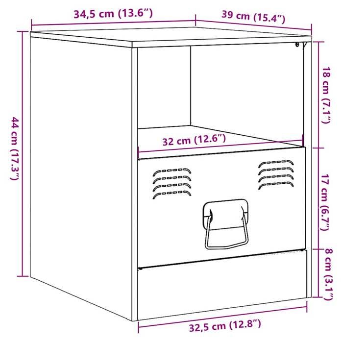 VidaXL Tables de chevet 2 pcs blanc 34,5x39x44 cm acier, armoire, table d'appoint, table de nuit, table de chevet, meuble de 841762