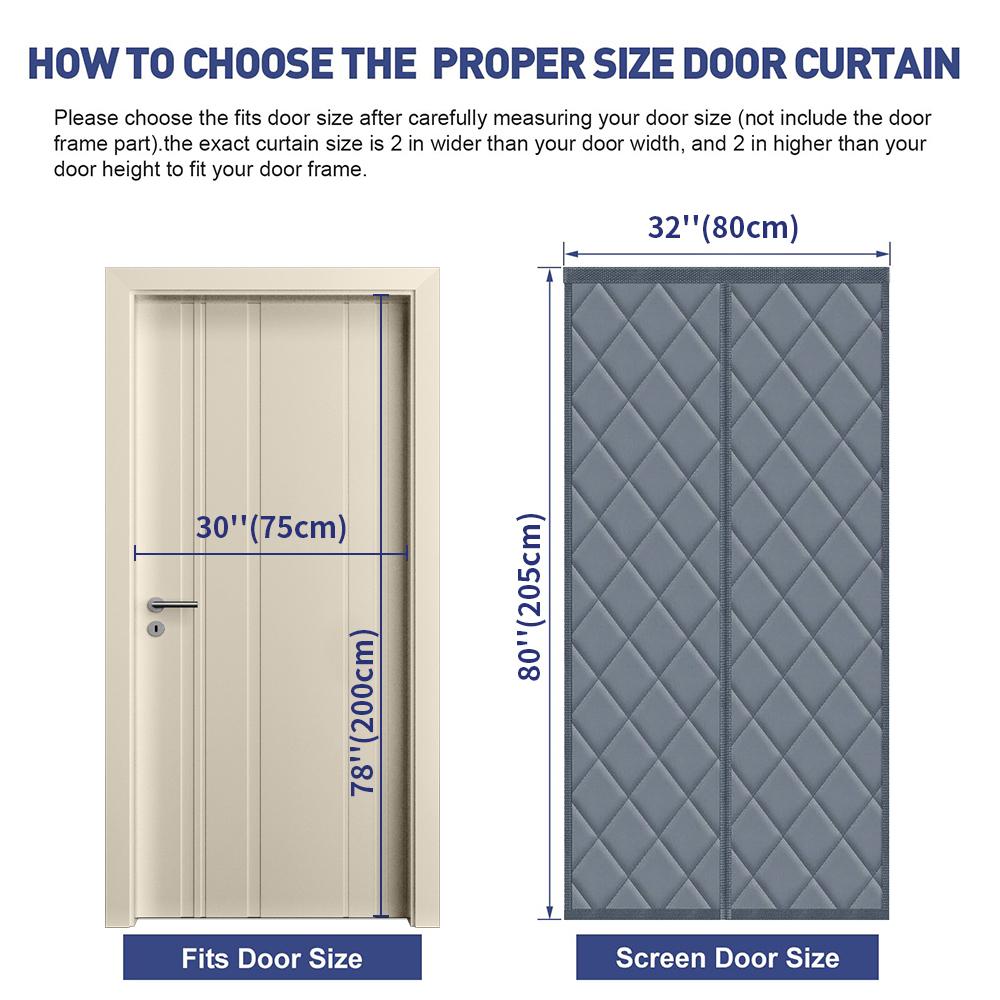 Magnetic Thermal Insulated Door Curtain Thickened Cover For Winter Bedroom Living Rooms/Patio/Sliding Glass Doors Curtains