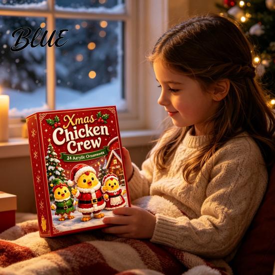 Cute Animal Figures 2026 Christmas Chick Advent Calendar 24 Day Countdown Box with Xmas Party Favors Acrylic Ornaments Festive Tree Hanging