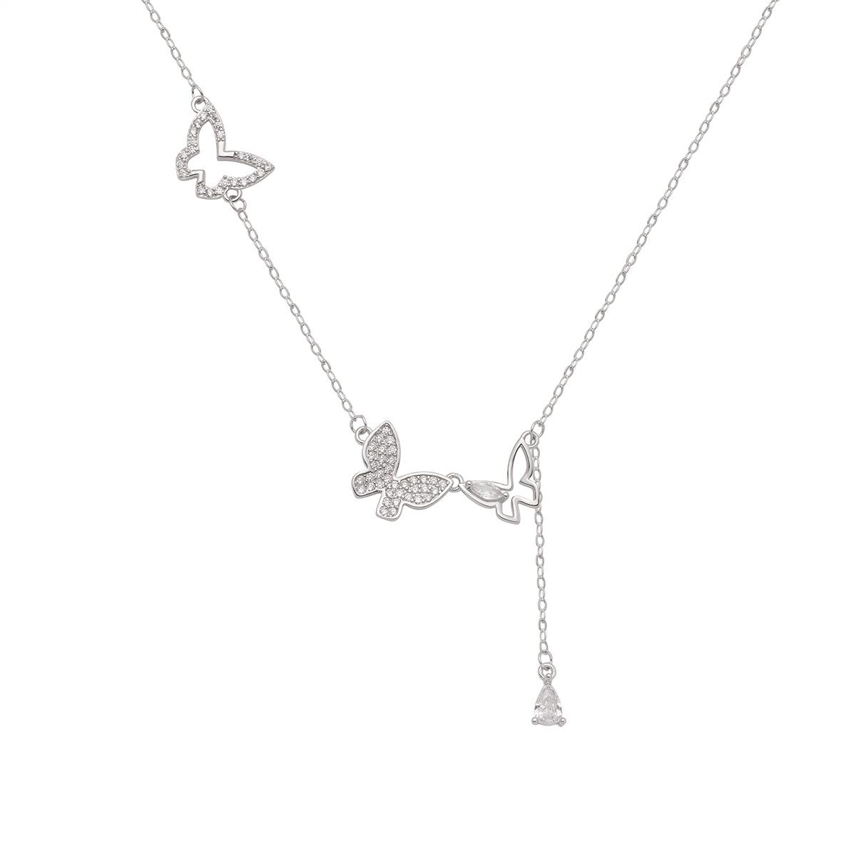 

Серебряное ожерелье с бахромой в виде бабочки S925, женское, легкое, роскошное, с бриллиантами, нишевое, интернет-знаменитость, цепочка на ключицу Mori, ювелирные изделия высокого класса, мода 925 Silver