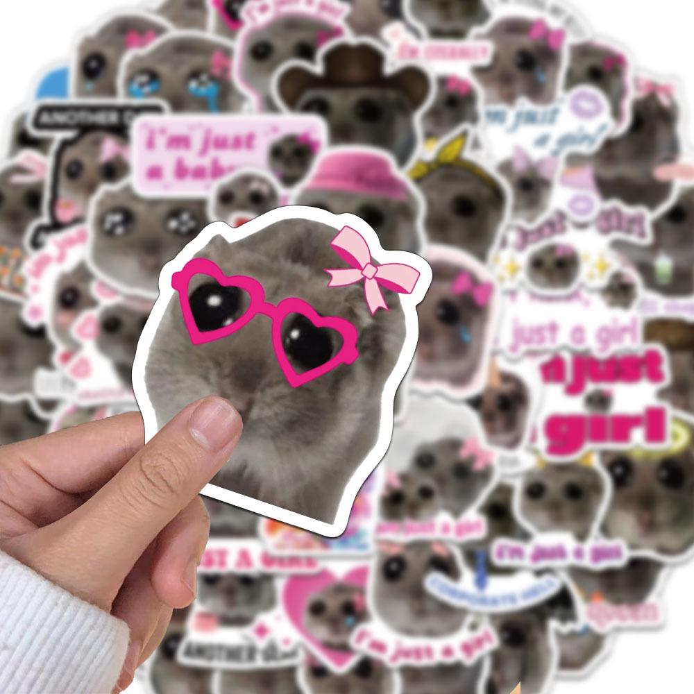 56-Piece Sad Hamster Meme Sticker Set for DIY Phone Cases & Laptops
