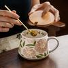 Super Beautiful, Vintage Floral Mug Ceramic Coffee Cups Office Water Bottle for Women,Capacity 380ml,Thickened Cup Wall, Pink