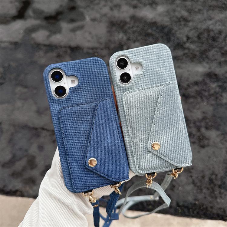 Applicable To iphone14Pro Denim Card Case Crossbody 11/12promax Envelope Card Case Change Protective Case
