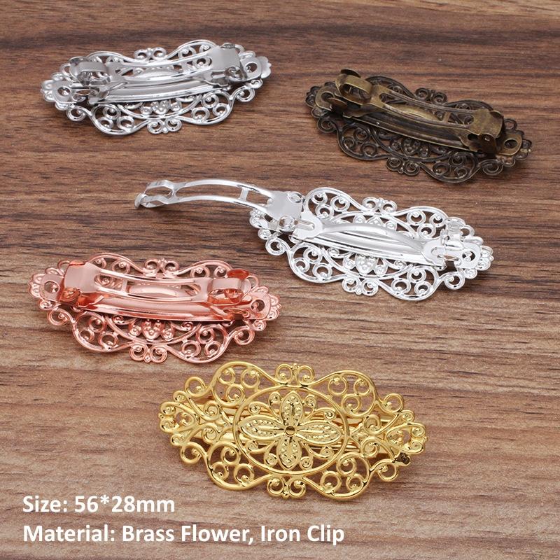 BoYuTe (10 Stück/Lot) Metall Messing Filigran Blume Haarnadel Basis Frauen Haarspangen Handgemachte Materialien