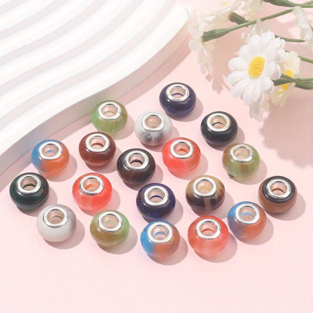 7/14/21pcs European Resin Macroporous Beads, Loose Spacing Beads, Pendant Beads, DIY European Bracelets, Necklaces, Jewelry Making