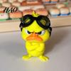 Detachable Goggle Duck Figurine Funny Angry Figurine, Cute Yellow Desk Decoration, Little Standing Decorative Ornament for Shelf with Goggles