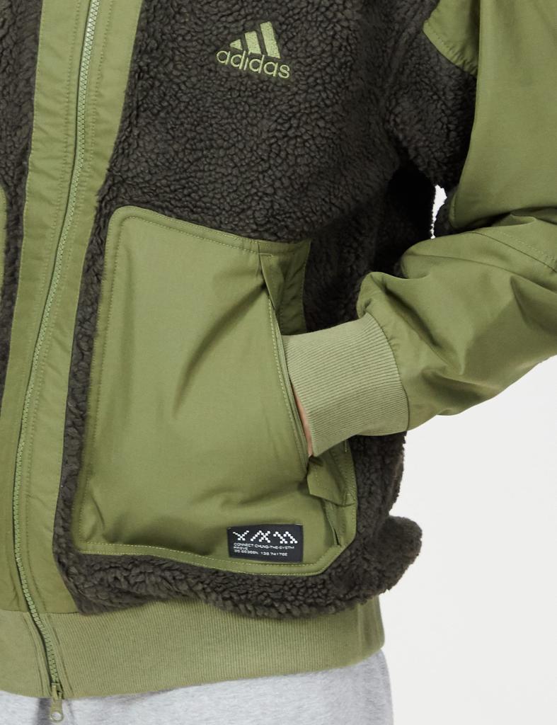 Adidas PRSVE Badge of Sport Sherpa Jacket Shadow Olive Size Small (UW071) Men's Olive/Focus (HP1390)